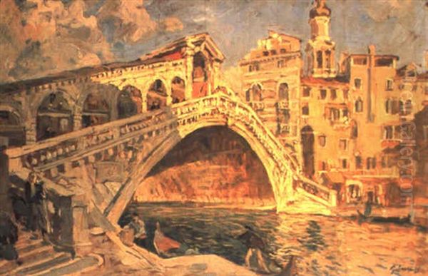 Ponte Di Rialto, Venezia Oil Painting by Giuseppe Graziosi