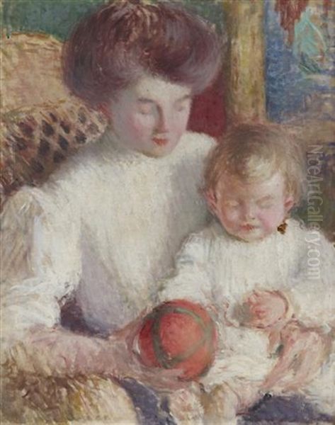 Mother And Child Oil Painting by Edmund William Greacen