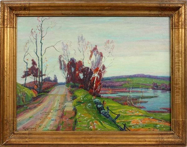 Landscape With Barren Trees Oil Painting by William Greason