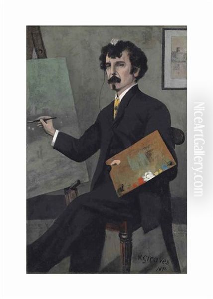 Portrait Of James Mcneill Whistler (1834-1903), Seated At An Easel Oil Painting by Walter Greaves