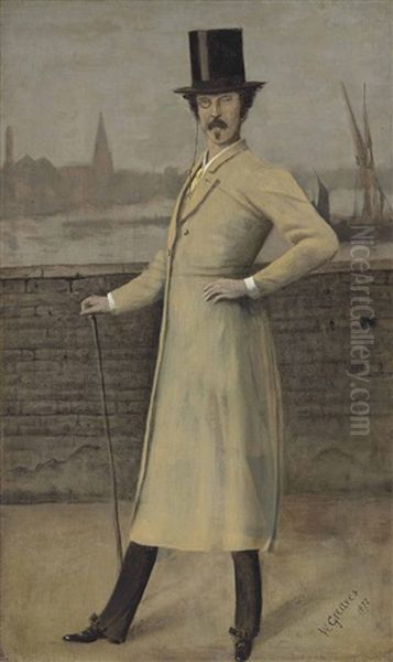 Portrait Of James Mcneill Whistler, Standing, Full-length Oil Painting by Walter Greaves