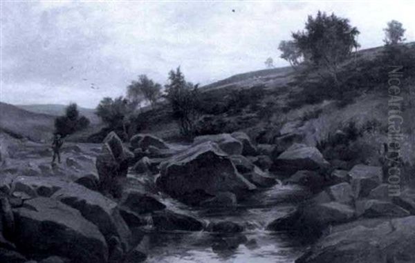 Mountain Stream With Figures Oil Painting by Walter Greaves