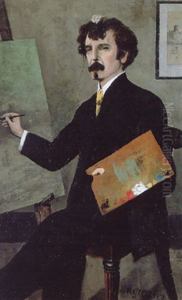 Portrait Of Whistler At His Easel Oil Painting by Walter Greaves