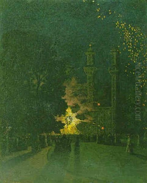 Fireworks At Cremorne Gardens, Chelsea Oil Painting by Walter Greaves