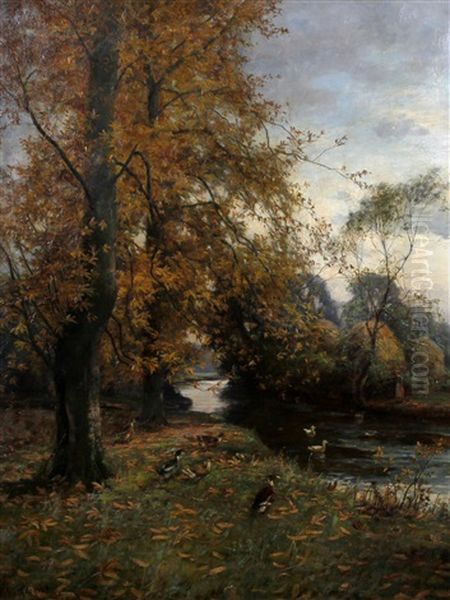 The Stream At Thornton Dale, Yorkshire Oil Painting by William Greaves