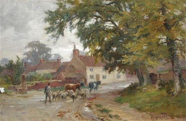 At The End Of The Day - Glebe Farm, West Heslerton, Yorkshire Oil Painting by William Greaves