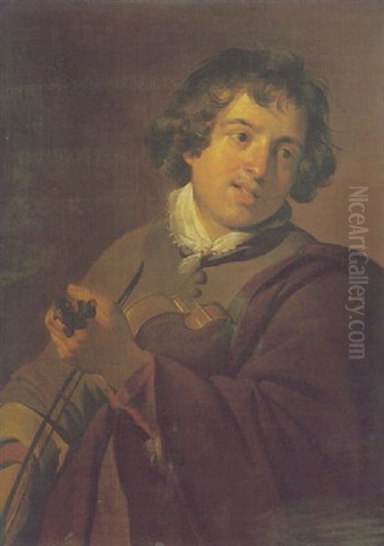 Portrait Of A Youth Playing A Violin Oil Painting by Frans Pietersz de Grebber