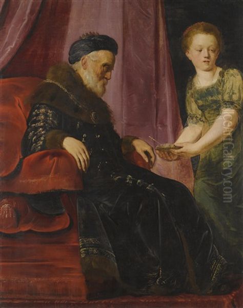 King David And Abishag Oil Painting by Pieter Fransz de Grebber