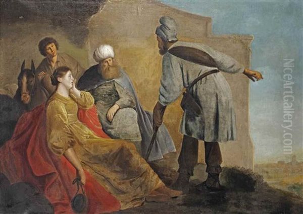 The Laborer Of Gibea Offering Hospitality To The Levite And His Concubine (book Of Judges 19: 15-20) Oil Painting by Pieter Fransz de Grebber