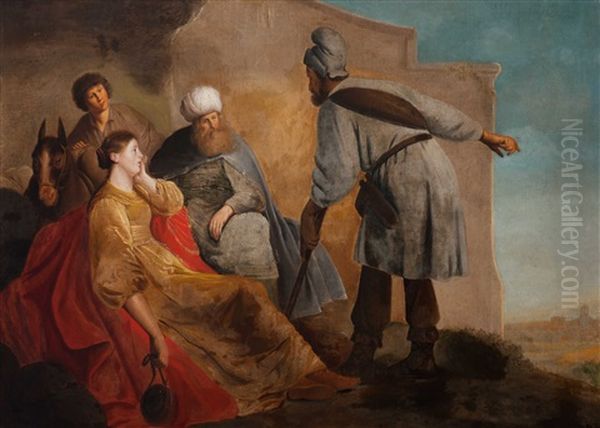 The Laborer Of Gibea Offering Hospitality To The Levite And His Concubine (book Of Judges 19: 15-20) Oil Painting by Pieter Fransz de Grebber