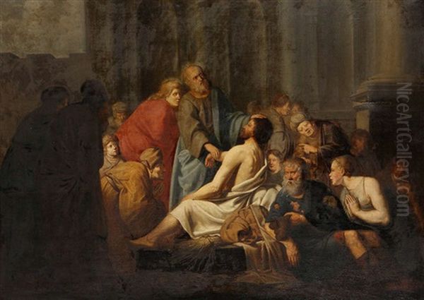 La Guerison Du Paralytique Oil Painting by Pieter Fransz de Grebber