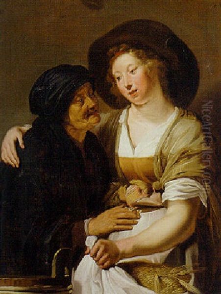 Ruth And Naomi Oil Painting by Pieter Fransz de Grebber