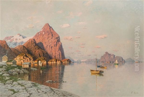 Ansicht Eines Fjordes Oil Painting by Fritz Grebe