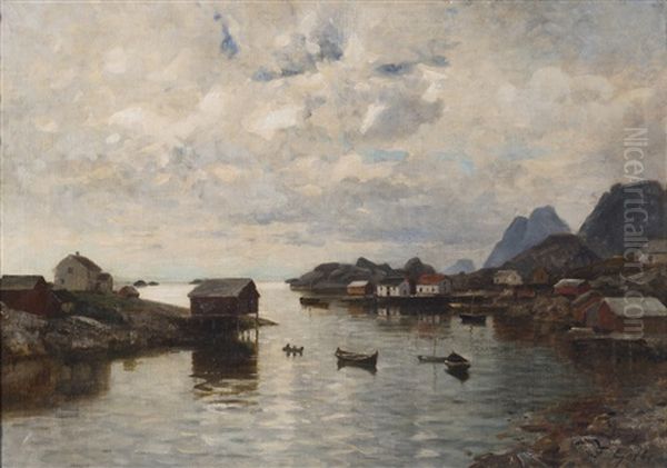 Fjord Oil Painting by Fritz Grebe