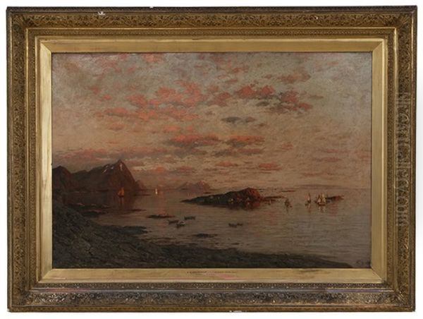 A Summer's Night At The Lofodon Isles, Norway Oil Painting by Fritz Grebe