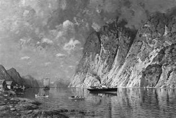 Laerdal Am Sognefjord Oil Painting by Fritz Grebe