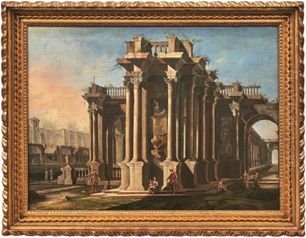 Antikes Architekturcapriccio Mit Ruinen Und Personen Oil Painting by Gennaro Greco