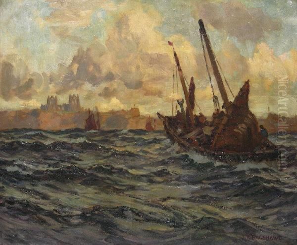 'whitby' - Retuning To Harbour Oil Painting by Joseph Richard Bagshawe