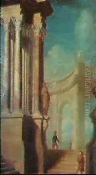 Zwei Architekturansichten Oil Painting by Gennaro Greco