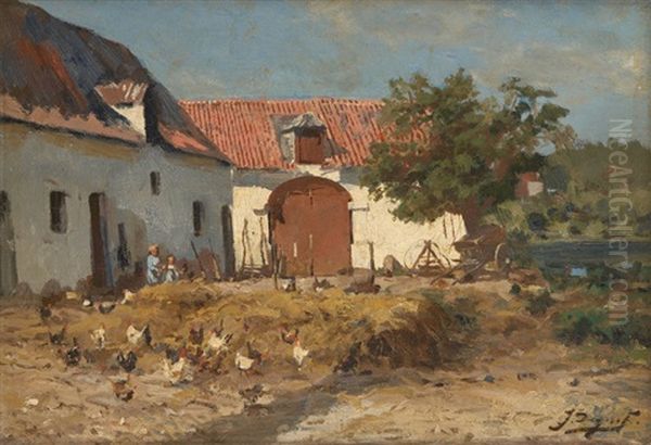 Cour De Ferme Oil Painting by Jean Baptiste de Greef