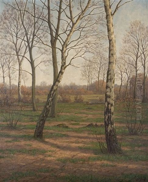 Birken In Der Heide Oil Painting by Peter Greeff