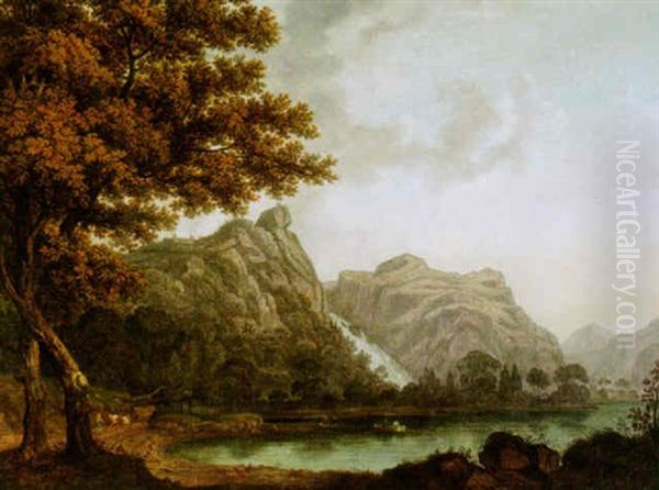 A View In The Lake District Oil Painting by Amos Green