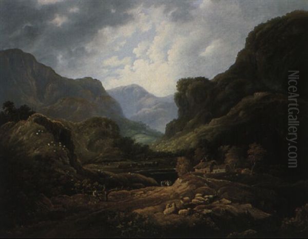 View In The Lake District Oil Painting by Amos Green