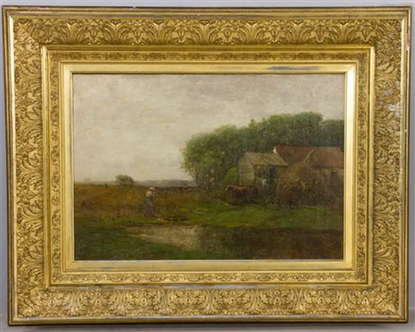 Salt Marsh Farm Oil Painting by Charles Edwin Lewis Green