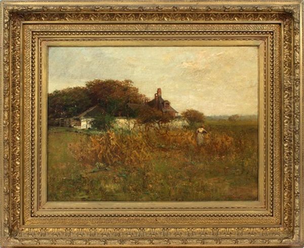 Farm Scene Oil Painting by Charles Edwin Lewis Green