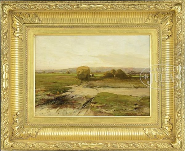 Saugus Marsh Haystacks Oil Painting by Charles Edwin Lewis Green