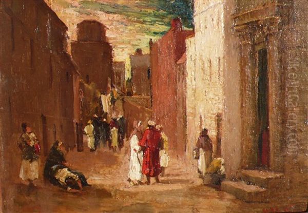 Street Scene Oil Painting by Charles Edwin Lewis Green