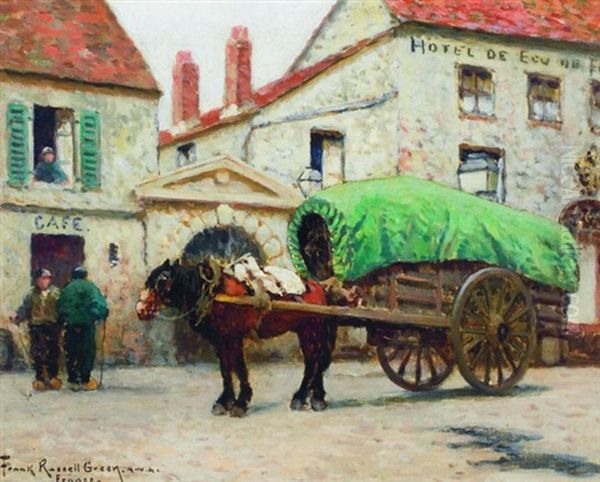 Outside A Cafe In France Oil Painting by Frank Russell Green