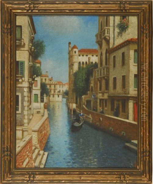 Vanice Canal Scene Oil Painting by Frank Russell Green