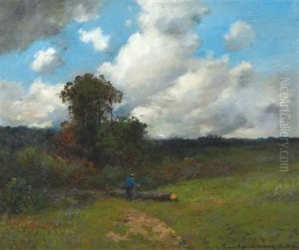 Figure On A Country Road Oil Painting by Frank Russell Green