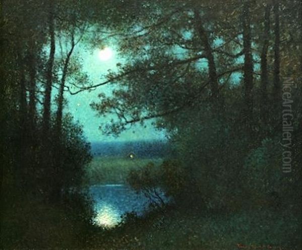 Moonlight Oil Painting by Frank Russell Green