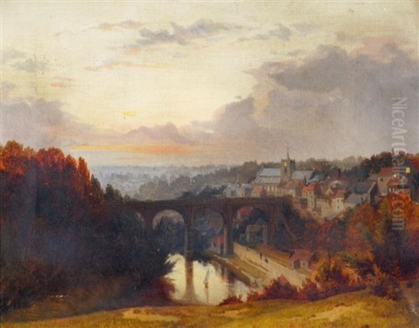 View Of Knaresborough Oil Painting by Richard Crafton Green