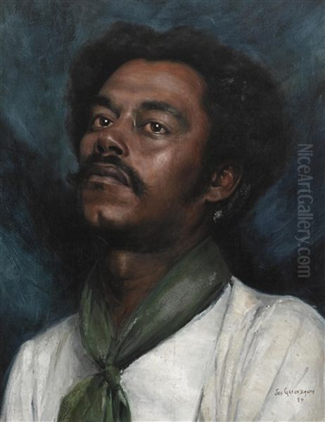 Portrait Of A Man With A Green Cravat Oil Painting by Joseph David Greenbaum