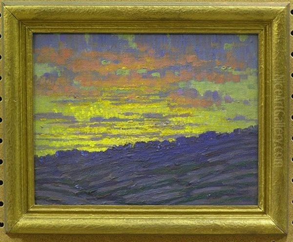 Landscape At Sunset Oil Painting by Joseph David Greenbaum