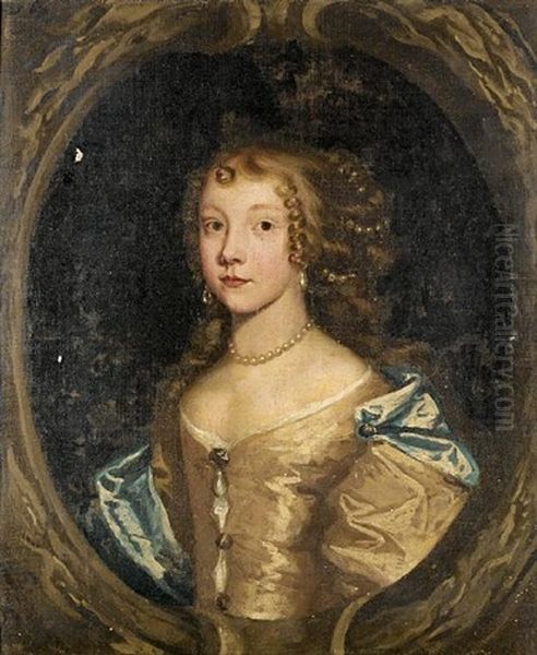 Portrait Of A Lady, In A Silk Gown Oil Painting by John Greenhill