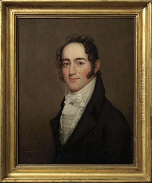 Portrait Of A Young Gentleman In A Black Overcoat And Elaborate Neckerchief Oil Painting by Ethan Allen Greenwood