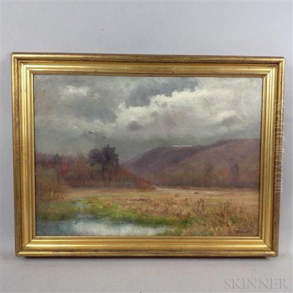 Autumn Marsh With Distant Mountains Oil Painting by Joseph H. Greenwood