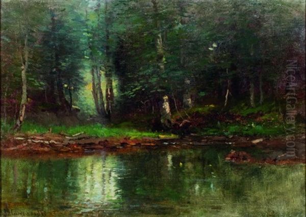 Woodland Reflections Oil Painting by Joseph H. Greenwood