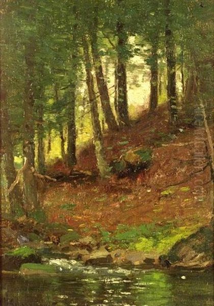 Woodland Stream Oil Painting by Joseph H. Greenwood