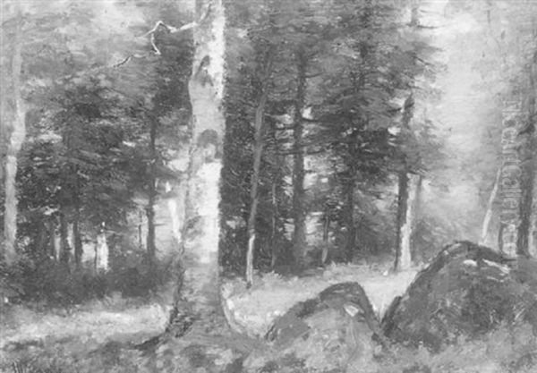 The Forest Birch Oil Painting by Joseph H. Greenwood