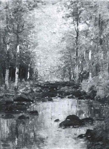 River Through The Summer Woods Oil Painting by Joseph H. Greenwood