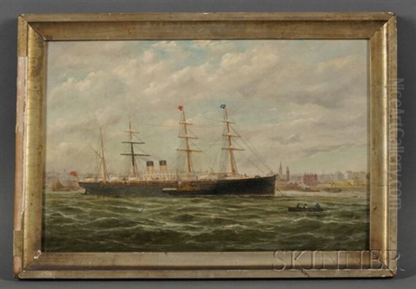 Ocean Liner At Anchor (in The River Mersey?) Oil Painting by Parker (George Parker) Greenwood