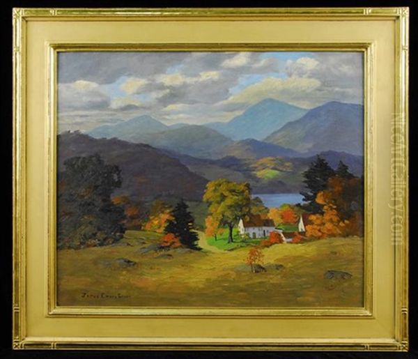 Homestead In The White Mountains With Lake Oil Painting by James Emery Greer