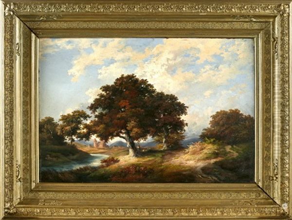 Romantische Landschaft Mit Bachlauf Oil Painting by Conrad Grefe