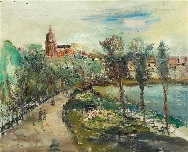 Am Donaukanal In Wien Oil Painting by Johannes Greferath