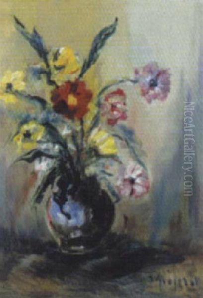 Blumen In Vase Oil Painting by Johannes Greferath